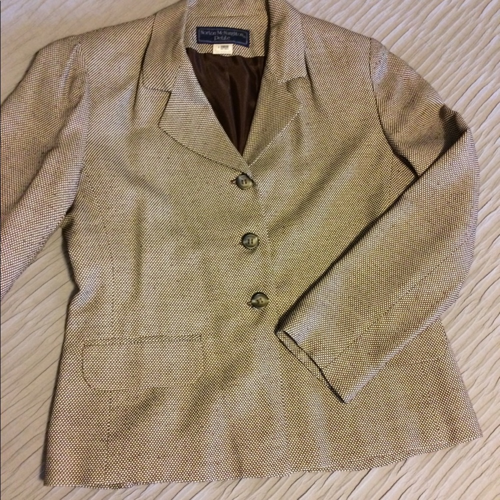 Norton McNaughton brown tweed-like blazer size 4